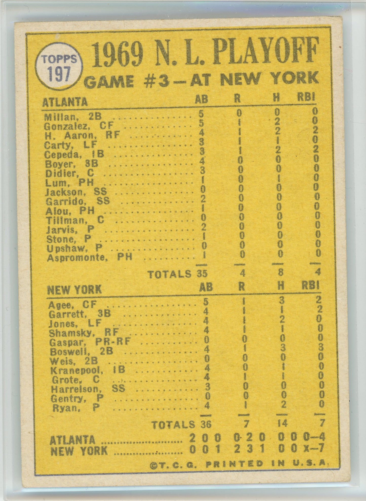 1970 Topps #197 N.L Playoff Game 3 - Ryan Saves the Day!