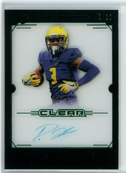 2019 Leaf Clear #CA-DJ2 Diontae Johnson Trinity Clear Green Auto /10
