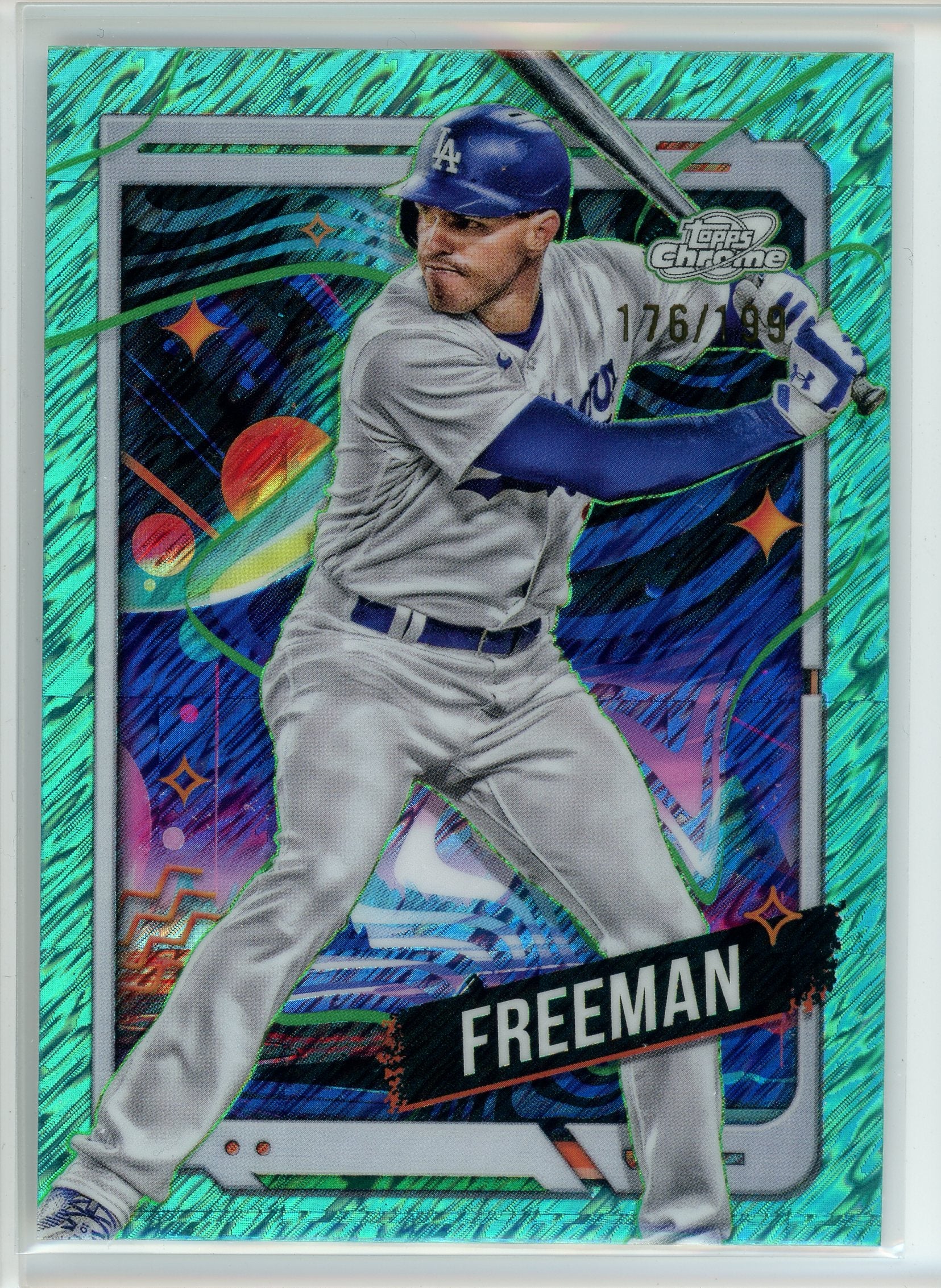 2024 Topps Chrome Cosmic #66 Freddie Freeman Aqua Equinox Refractors #/199