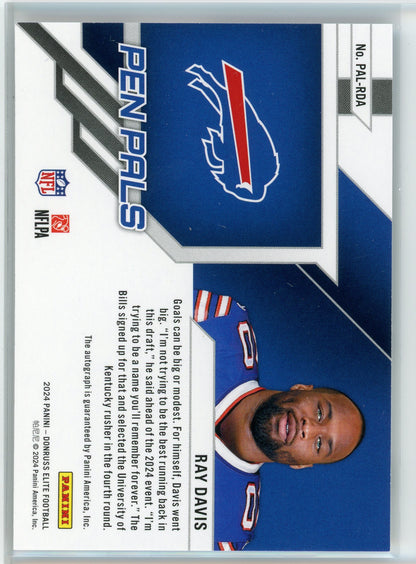 2024 Donruss Elite #PAL-RDA Ray Davis Pen Pals Rookie Auto