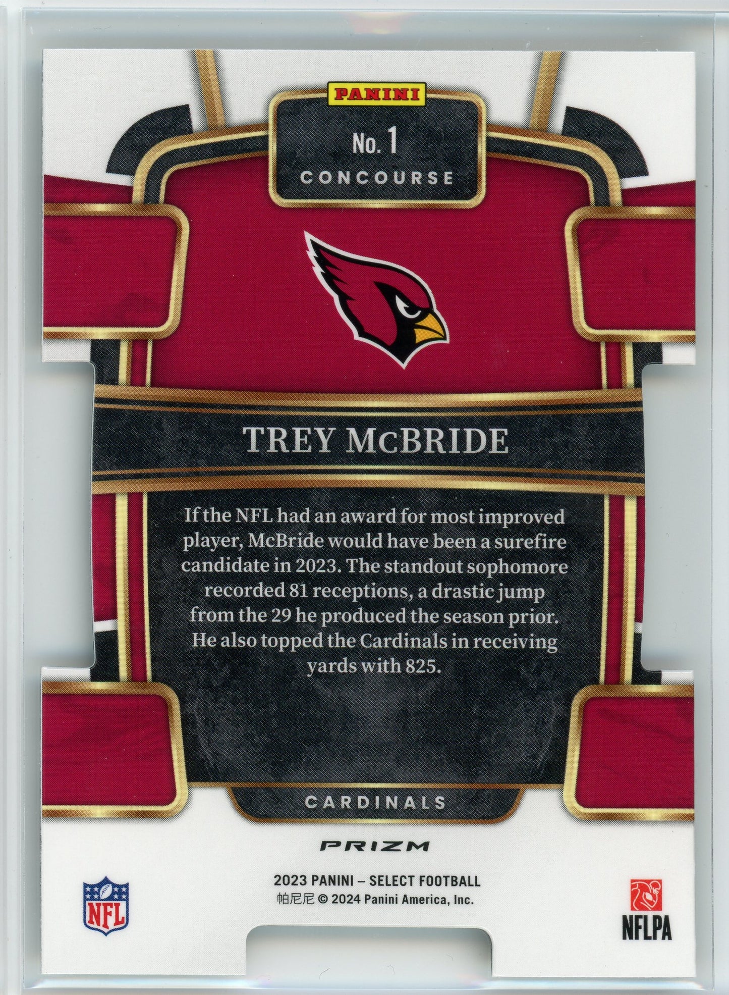 2023 Panini Select #1 Trey McBride Zebra Prizm Die Cut