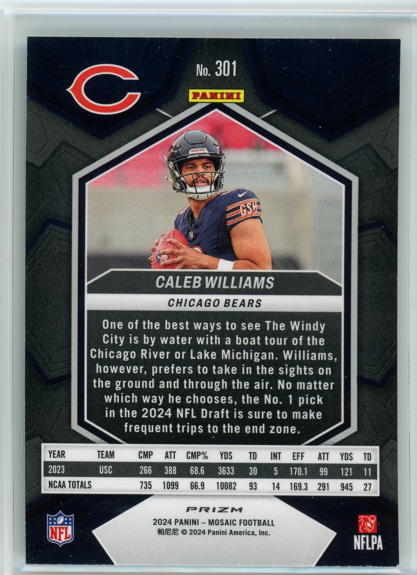 2024 Panini Mosaic #301 Caleb Williams Green Mosaic Prizm