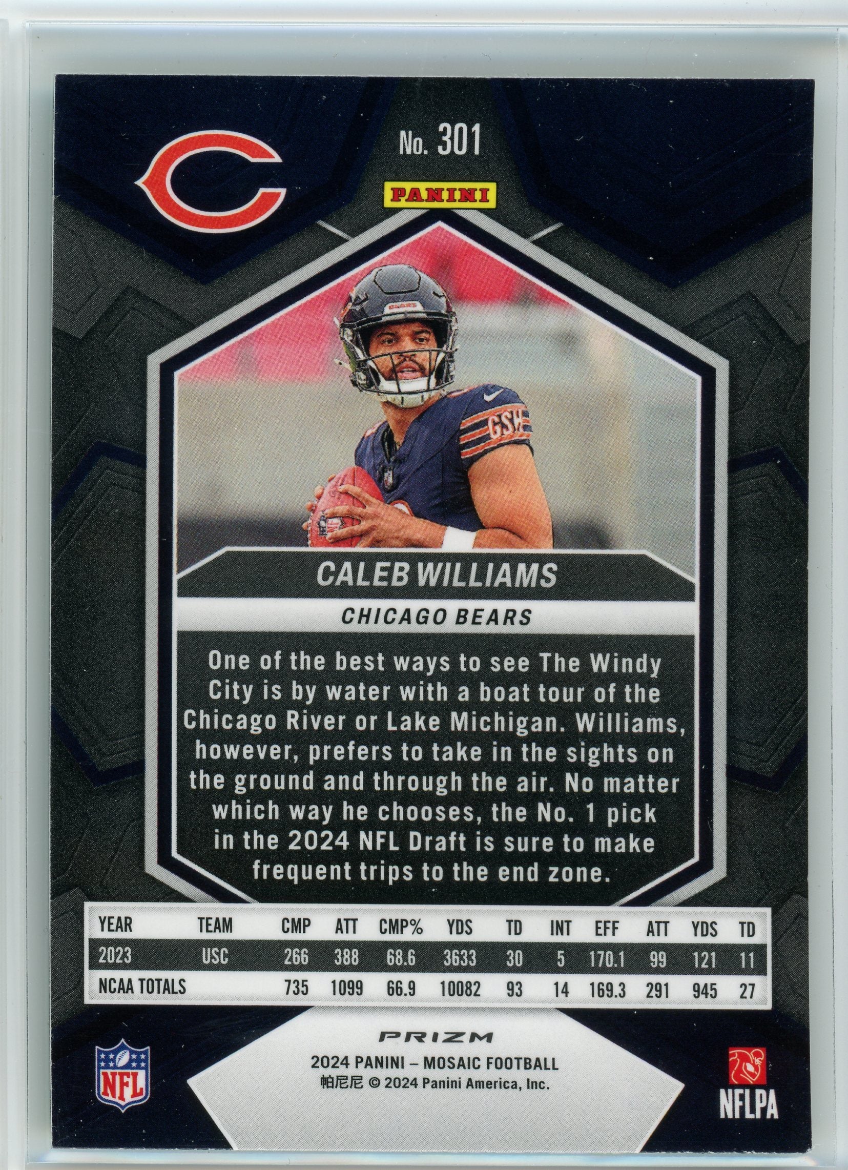 2024 Panini Mosaic #301 Caleb Williams Green Mosaic Prizm