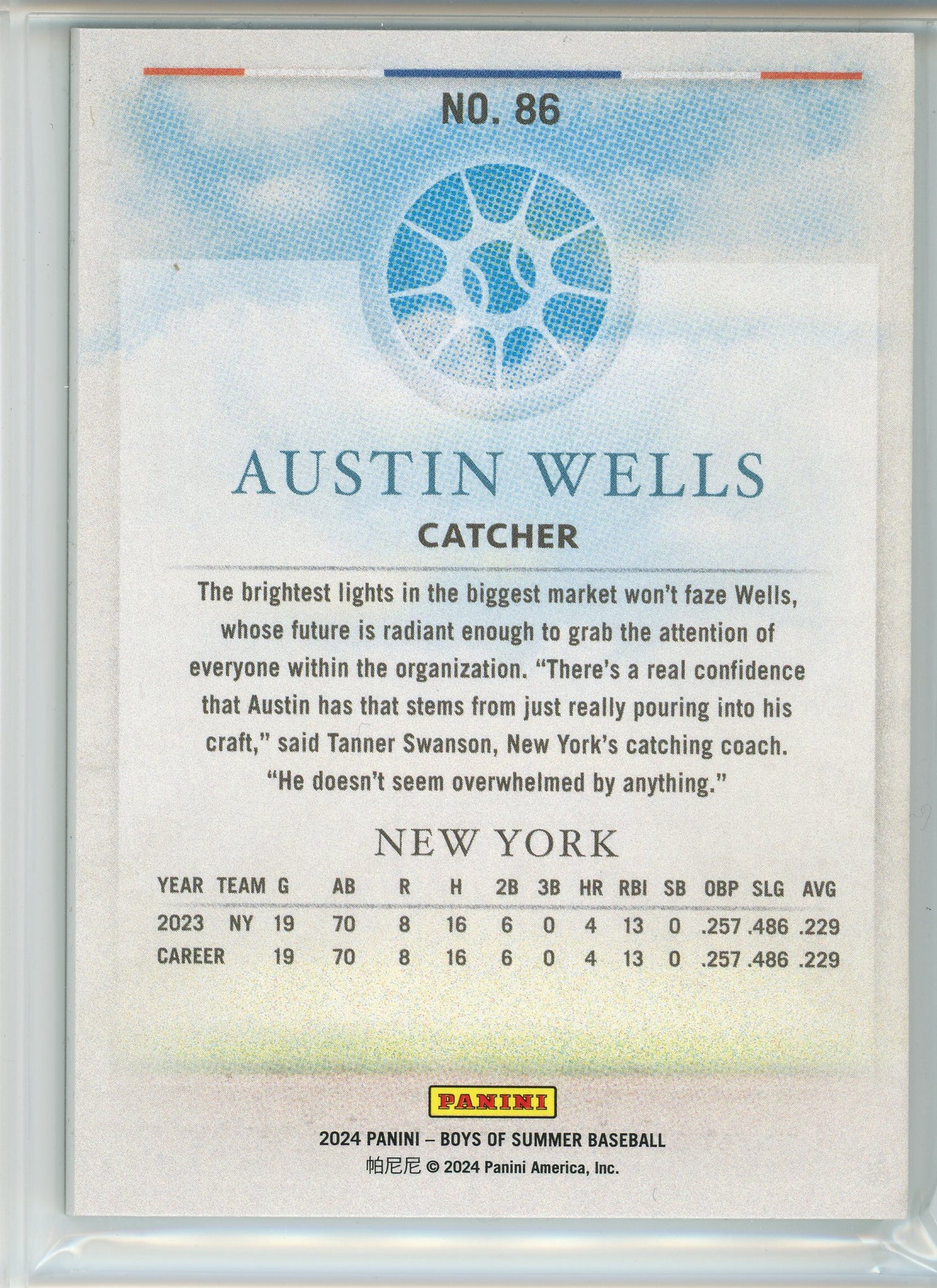 2024 Panini Boys Of Summer #86 Austin Wells Red /149