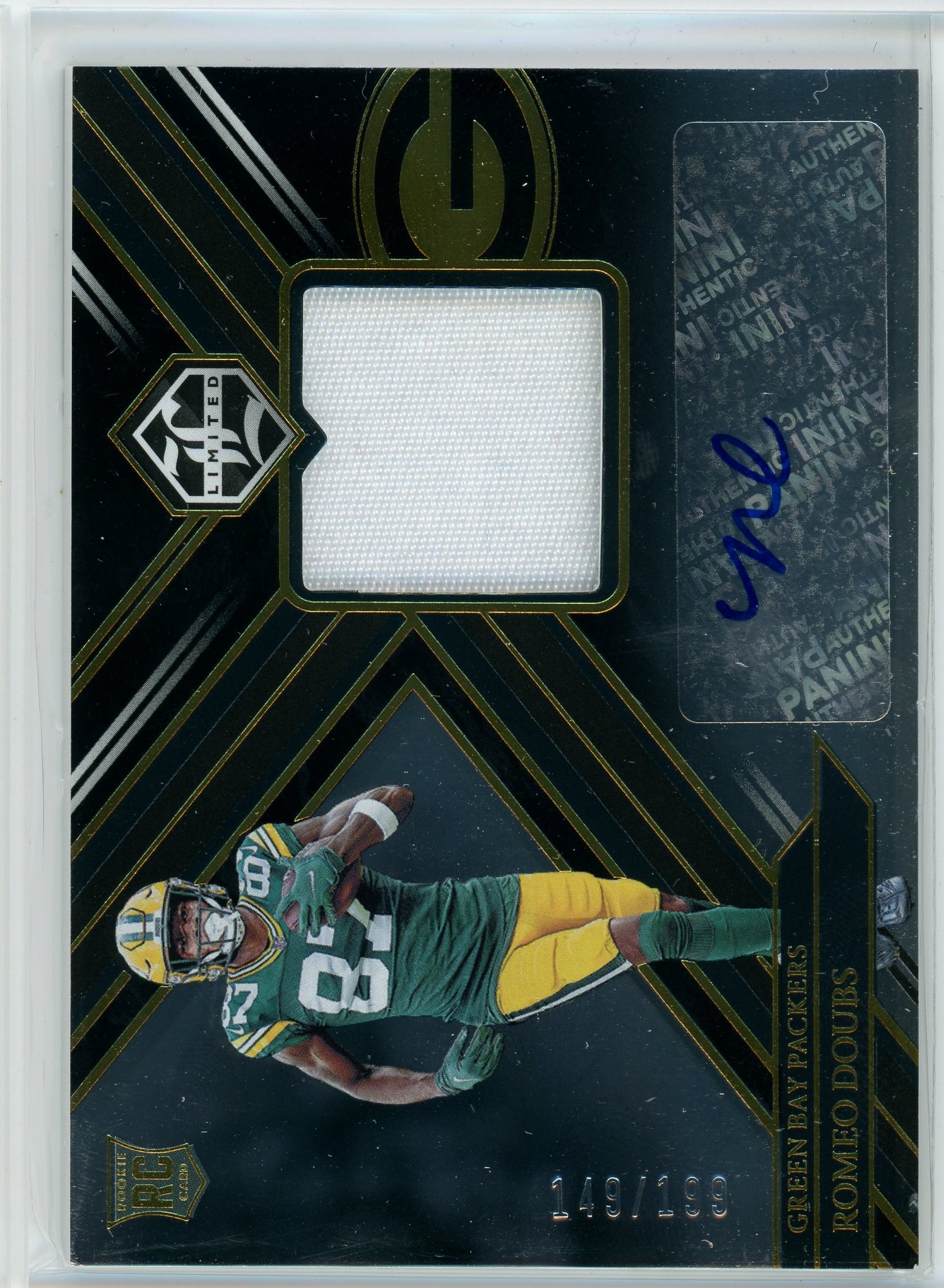 2022 panini Limited #139 Romeo Doubs Rookie Patch Auto /199