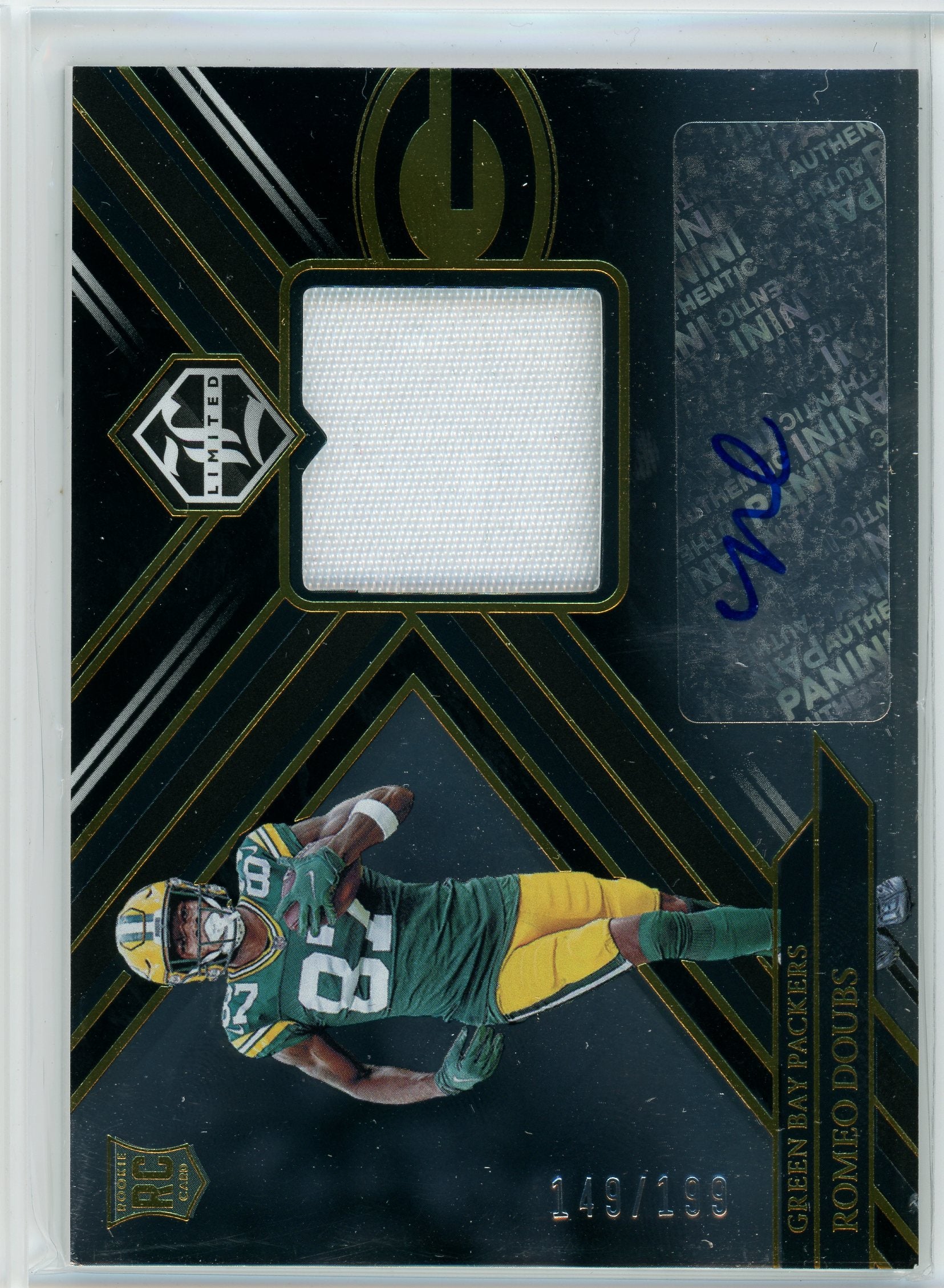 2022 panini Limited #139 Romeo Doubs Rookie Patch Auto /199