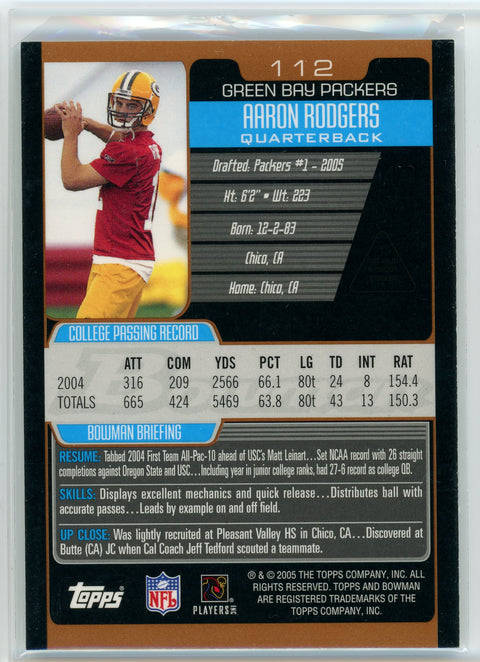 2005 Bowman #112 Aaron Rodgers Bronze