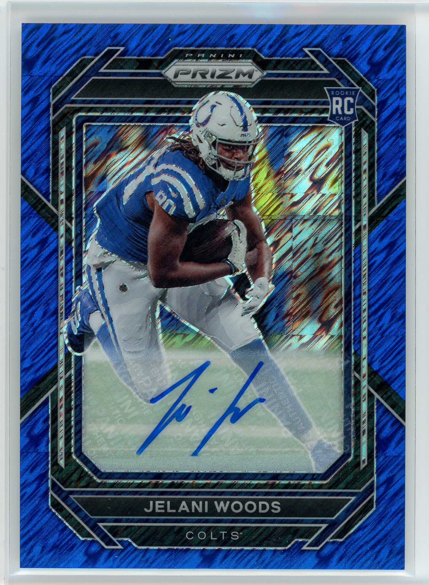 2022 Panini #359 Jelani Woods Blue Shimmer Prizm Auto /25