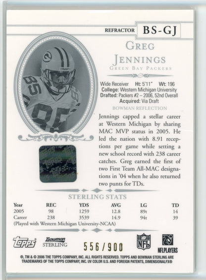 2006 Bowman Sterling #BS-GJ Greg Jennings Gold Rookie Auto