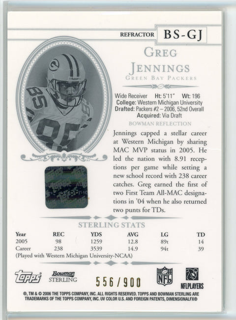 2006 Bowman Sterling #BS-GJ Greg Jennings Gold Rookie Auto