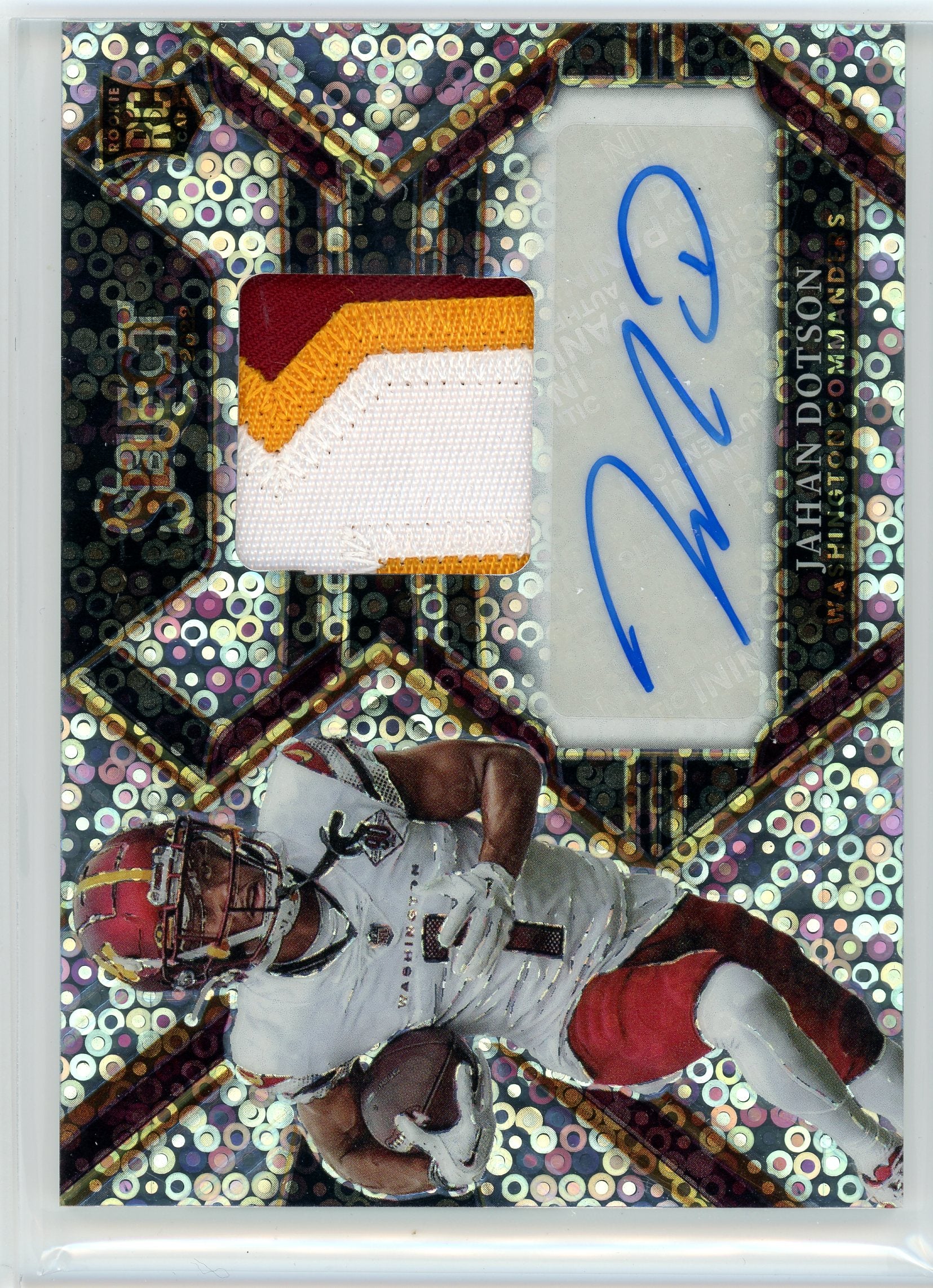 2022 Panini Select #RSM-JD Jahan Dotson No Huddle Prizm Rookie Auto /25