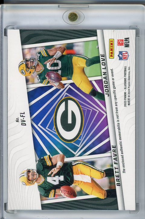 2023 Panini Illusions #DV-FL Brett Favre/ Jordan Love Deja-Vu Jersey