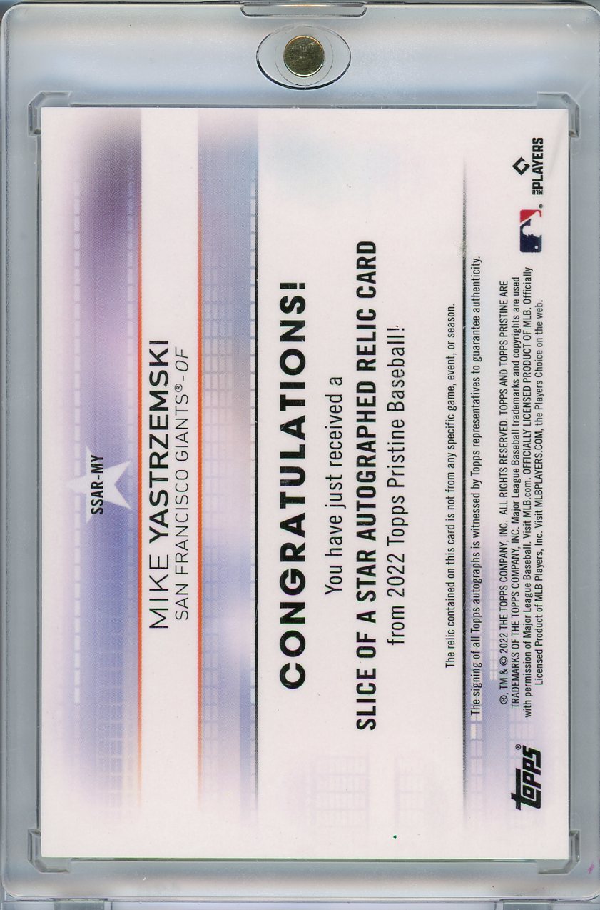 2022 Topps Pristine #SSAR-MY Mike Yastrzemski Slice of a Star Patch Auto