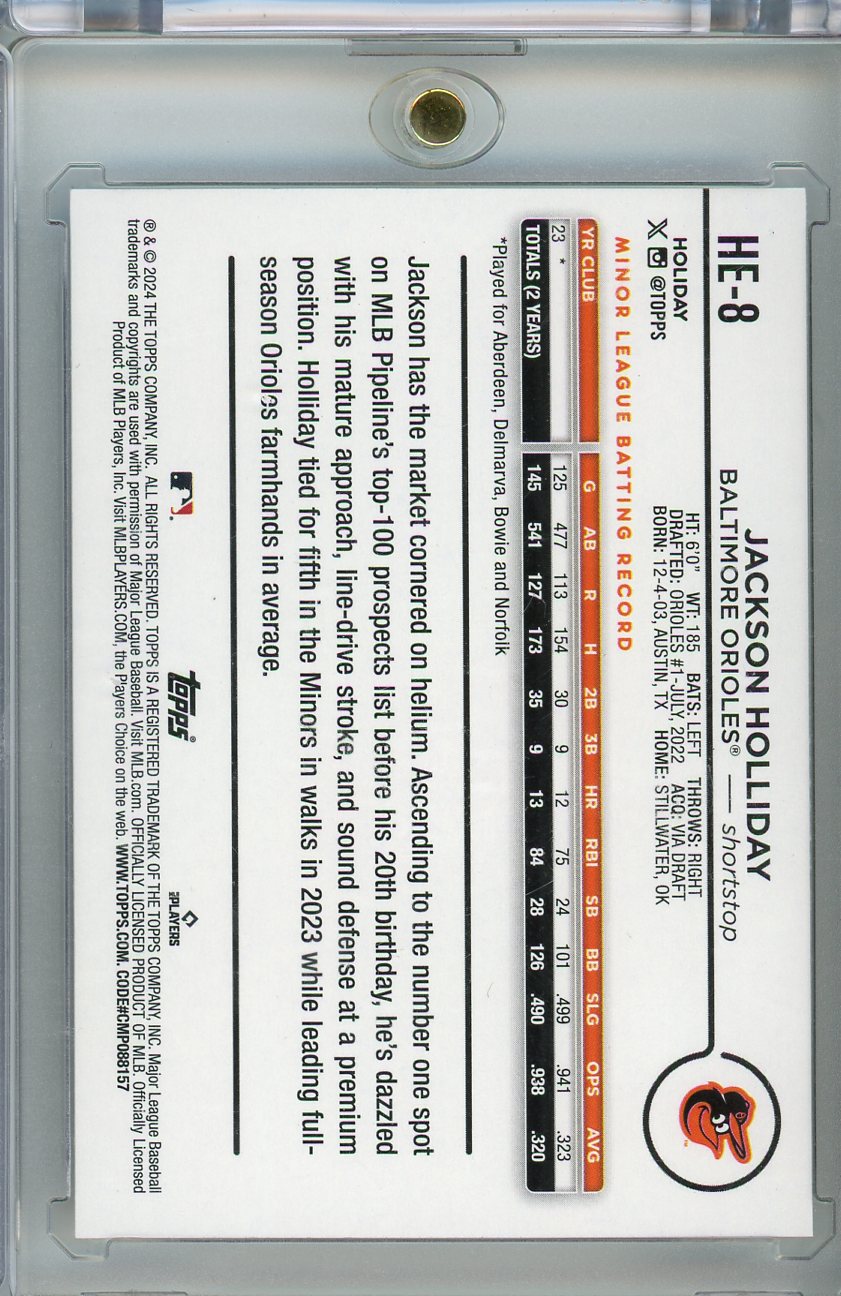 2024 Topps Holiday #HE-8 Jackson Holliday Holiday Variation