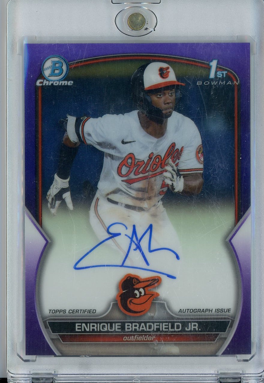 2023 Bowman Chrome #CDA-EBR Enrique Bradfield Jr. Purple Auto /250