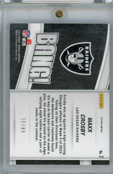 2024 Panini Mosaic #2 Maxx Crosby BANG! Yellow Mosaic Prizm /89