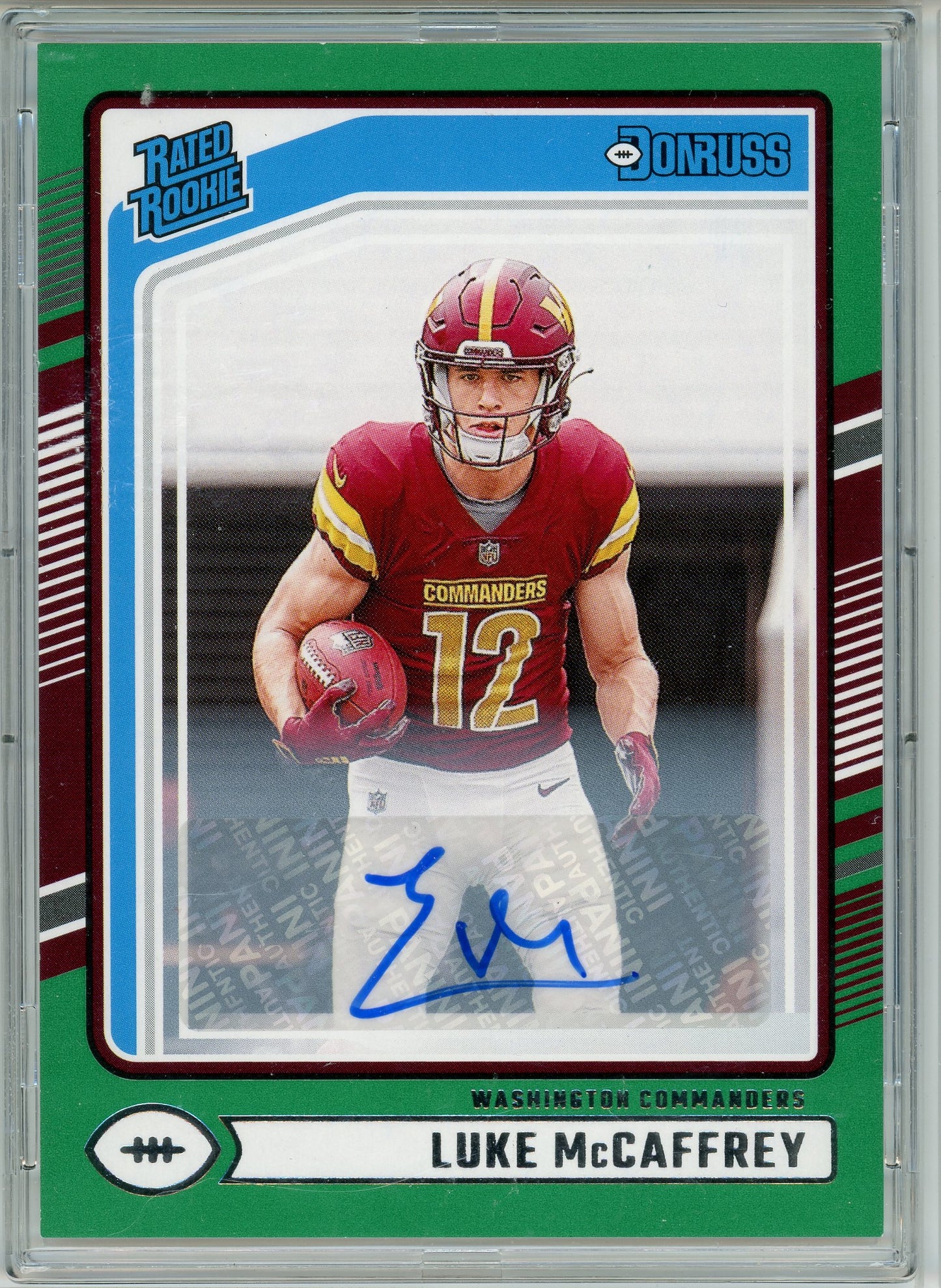 2024 Donruss #302 Luke McCaffrey Green Rookie Auto