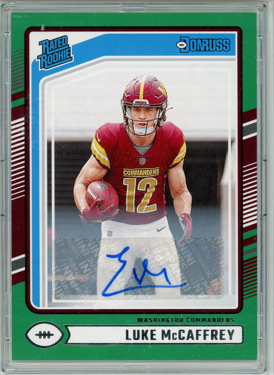 2024 Donruss #302 Luke McCaffrey Green Rookie Auto