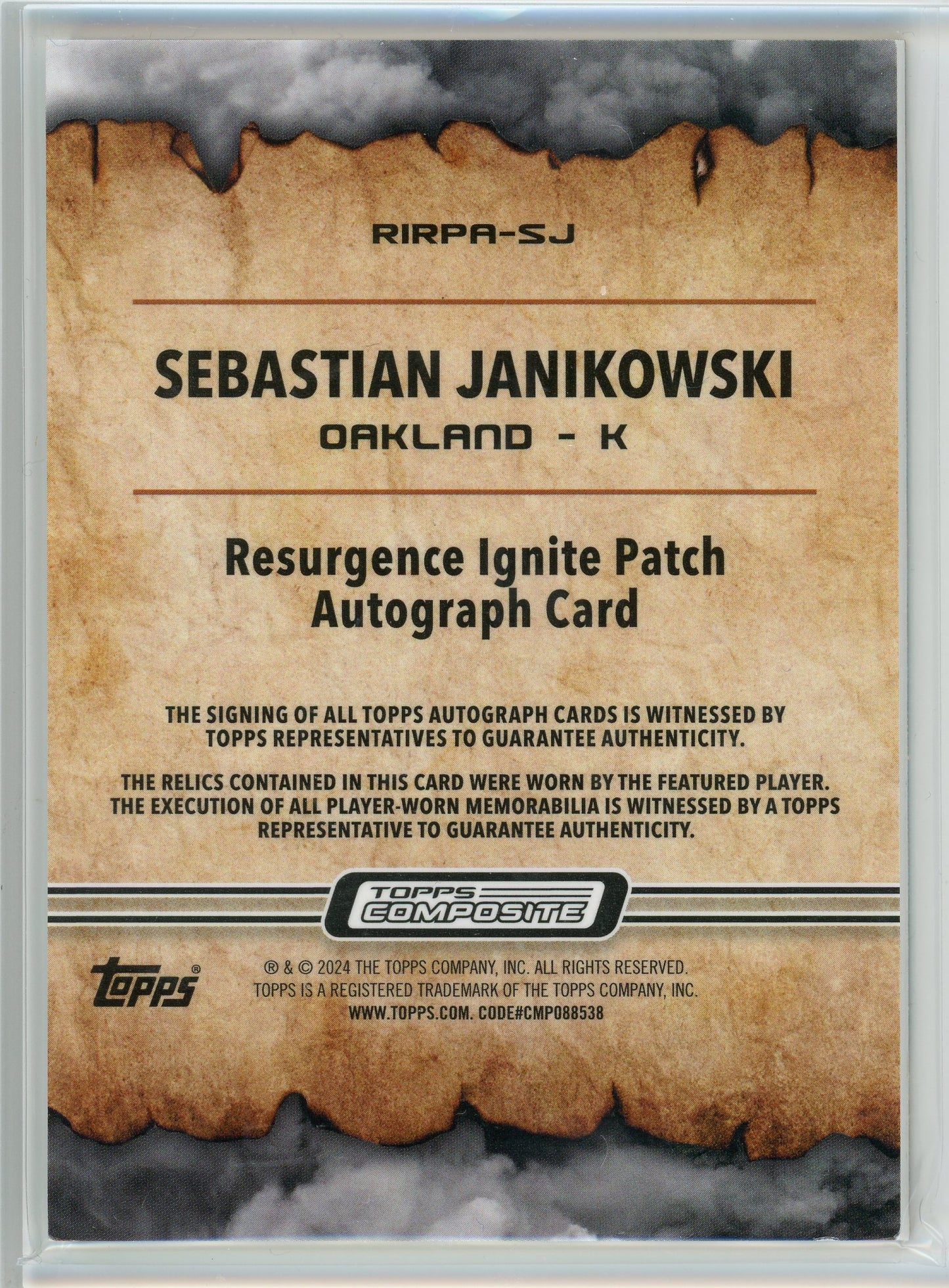 2024 Topps Composite #RIRPA-SJ Sebastian Janikowski Resurgence Ignite Auto /75