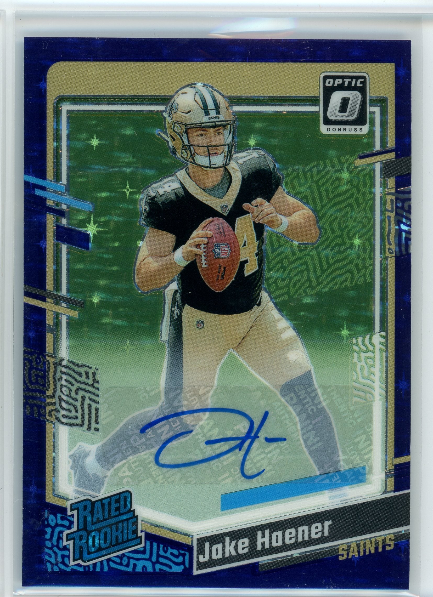 2023 Donruss Optic #277 Jake Haener Purple Stars Prizm /50