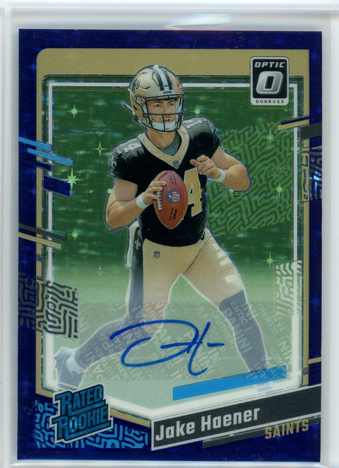 2023 Donruss Optic #277 Jake Haener Purple Stars Prizm /50
