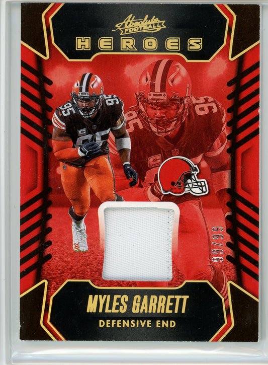 2023 Panini Absolute #AH-16 Myles Garrett Heroes Patch /99