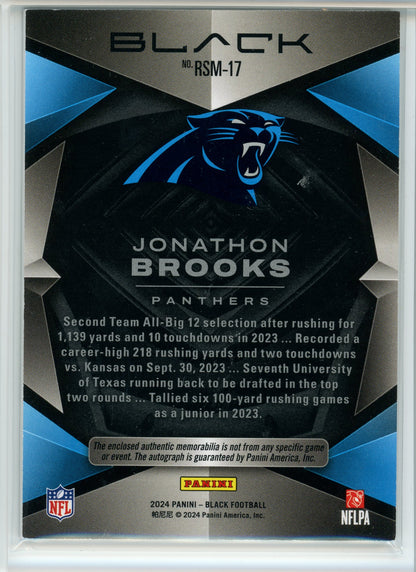 2024 Panini Black #Rsm-17 Jonathon Brooks Purple Rookie Patch Auto /75