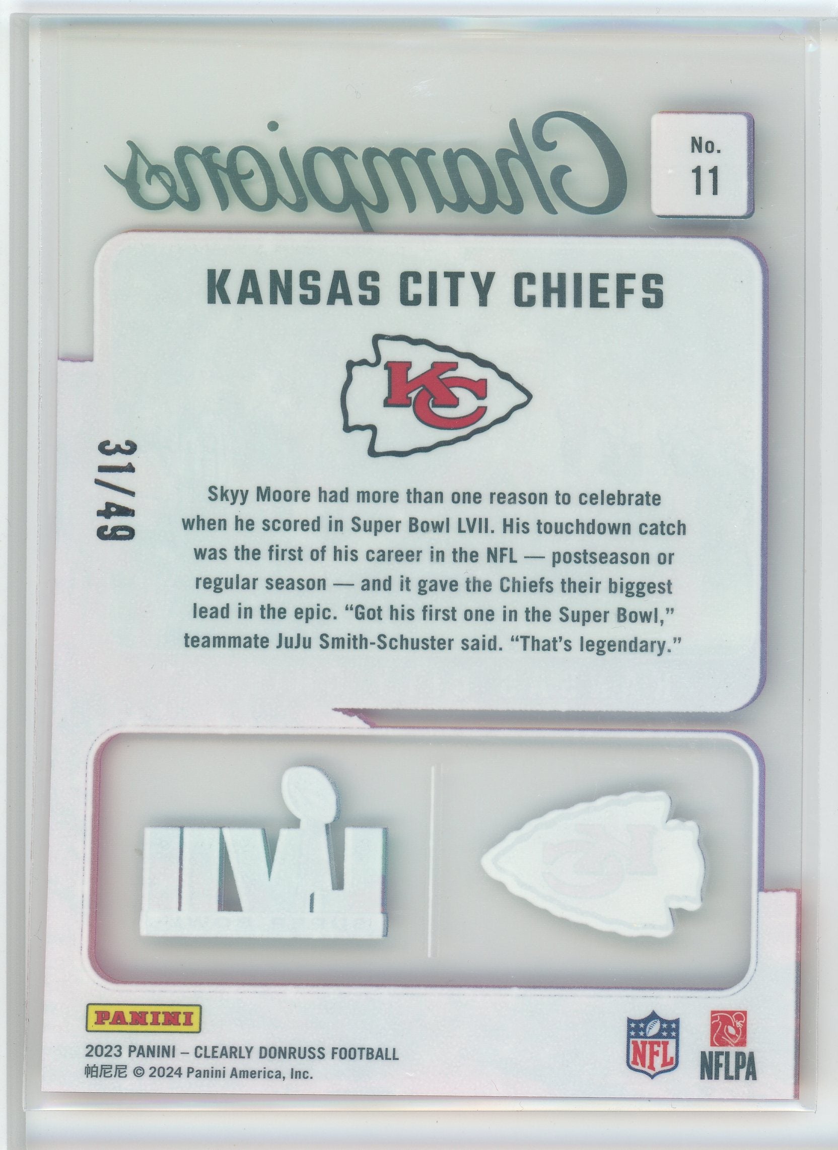 2023 Clearly Donruss #11 Kansas City Chief Champions