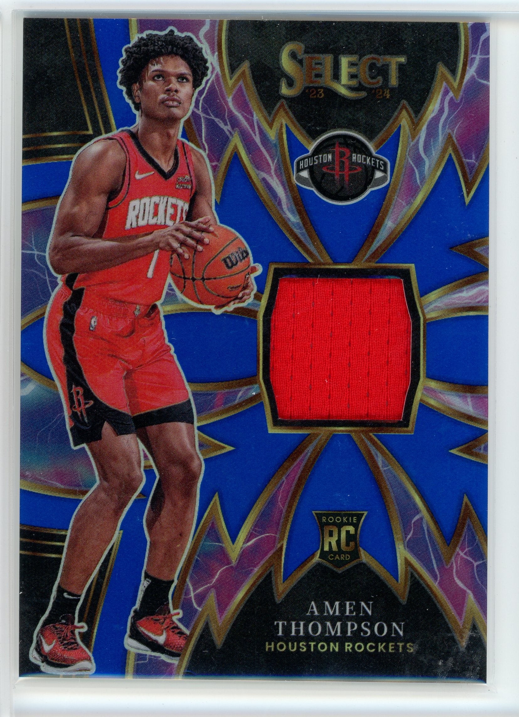 2023-24 Panini Select #S-AT Amen Thompson Blue Sparks Rookie Patch Auto /75