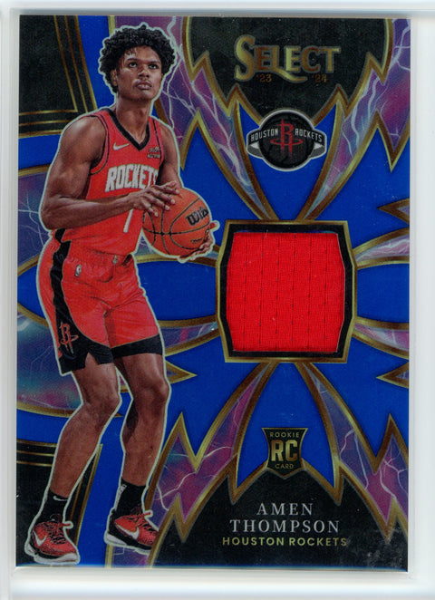 2023-24 Panini Select #S-AT Amen Thompson Blue Sparks Rookie Patch Auto /75