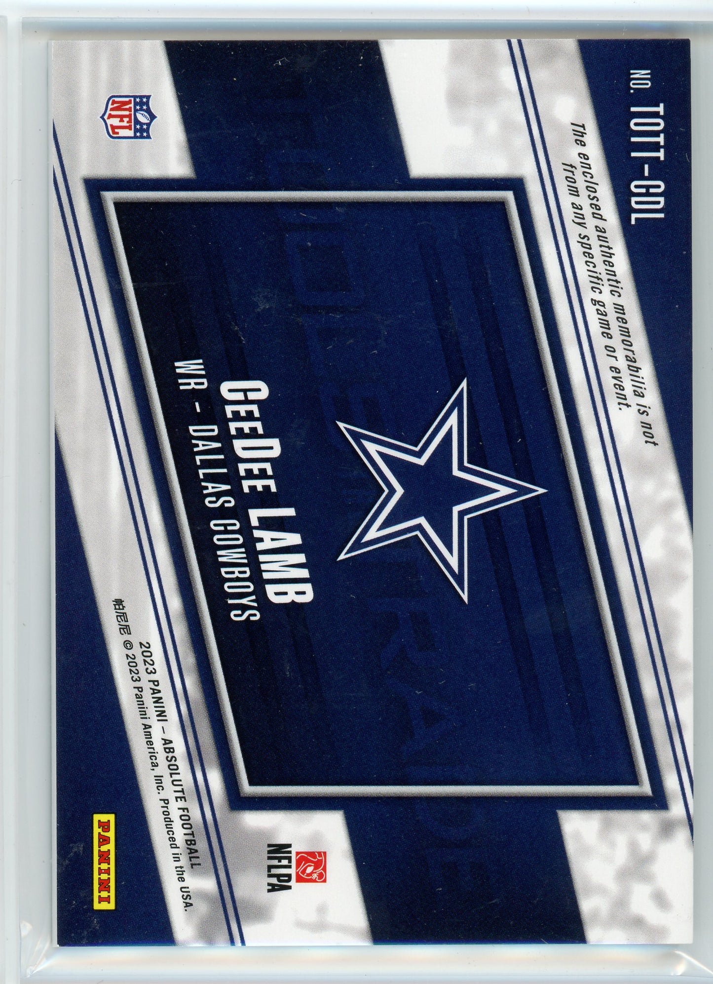 2023 Panini Absolute #TOTT-CDL CeeDee Lamb Tools Of The Trade Patch /249