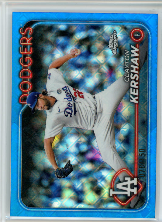 2024 Topps Chrome #110 Clayton Kershaw Blue Logofractor /150