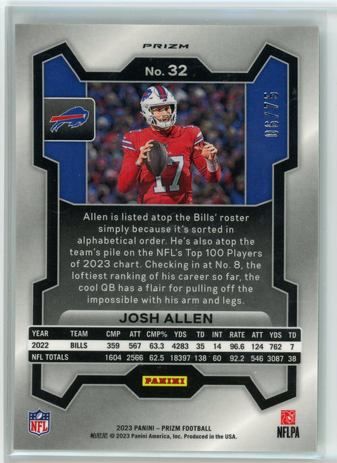 2023 Panini Prizm #32 Josh Allen Green Scope #/75