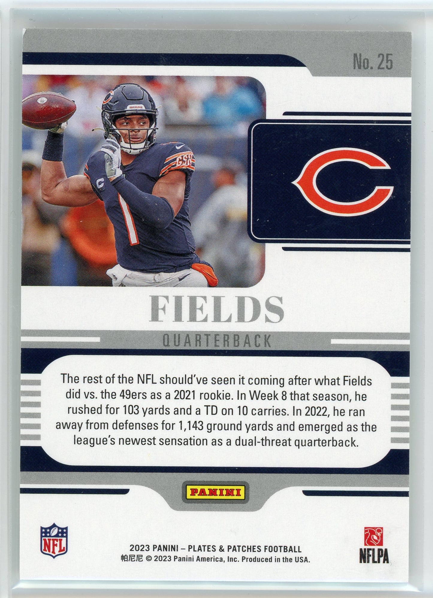 2023 Panini Plaes & Patches #25 Justin Fields Gold /35