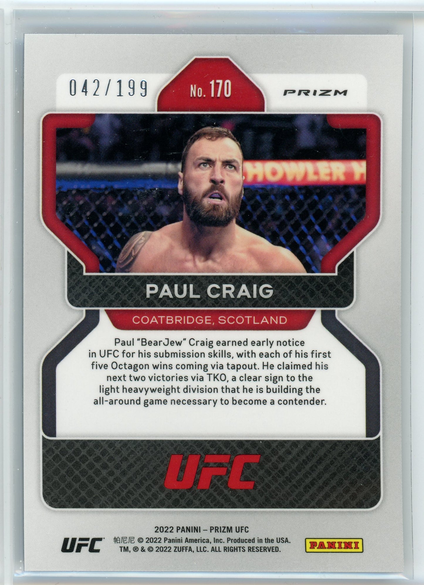 2022 Panini Prizm UFC #170 Paul Craig Blue Prizms /199