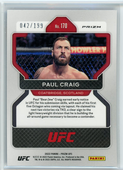 2022 Panini Prizm UFC #170 Paul Craig Blue Prizms /199