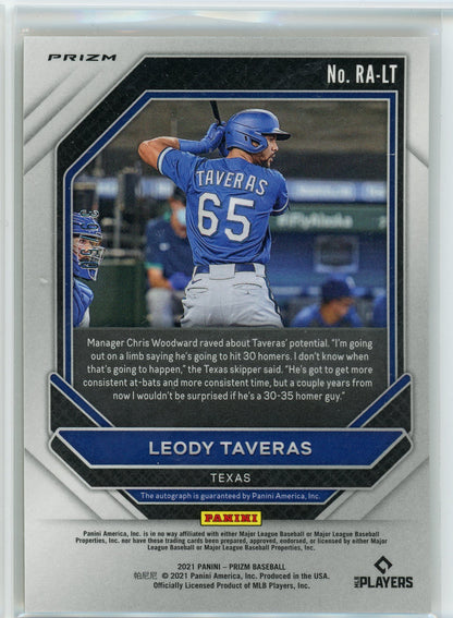 2021 Panini #RA-LT Leody Taveras Gold Pandora Prizm Auto /50