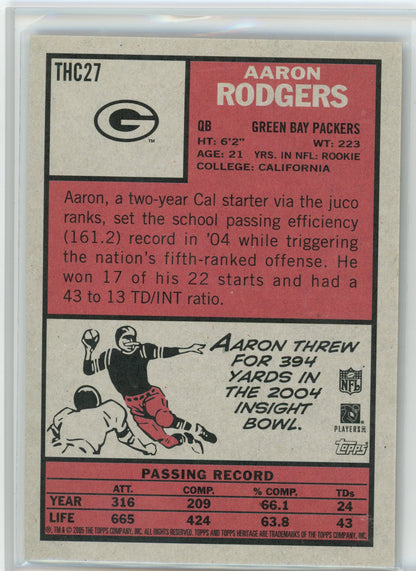 2005 Topps Heritage #THC27 Aaron Rodgers Foilboard