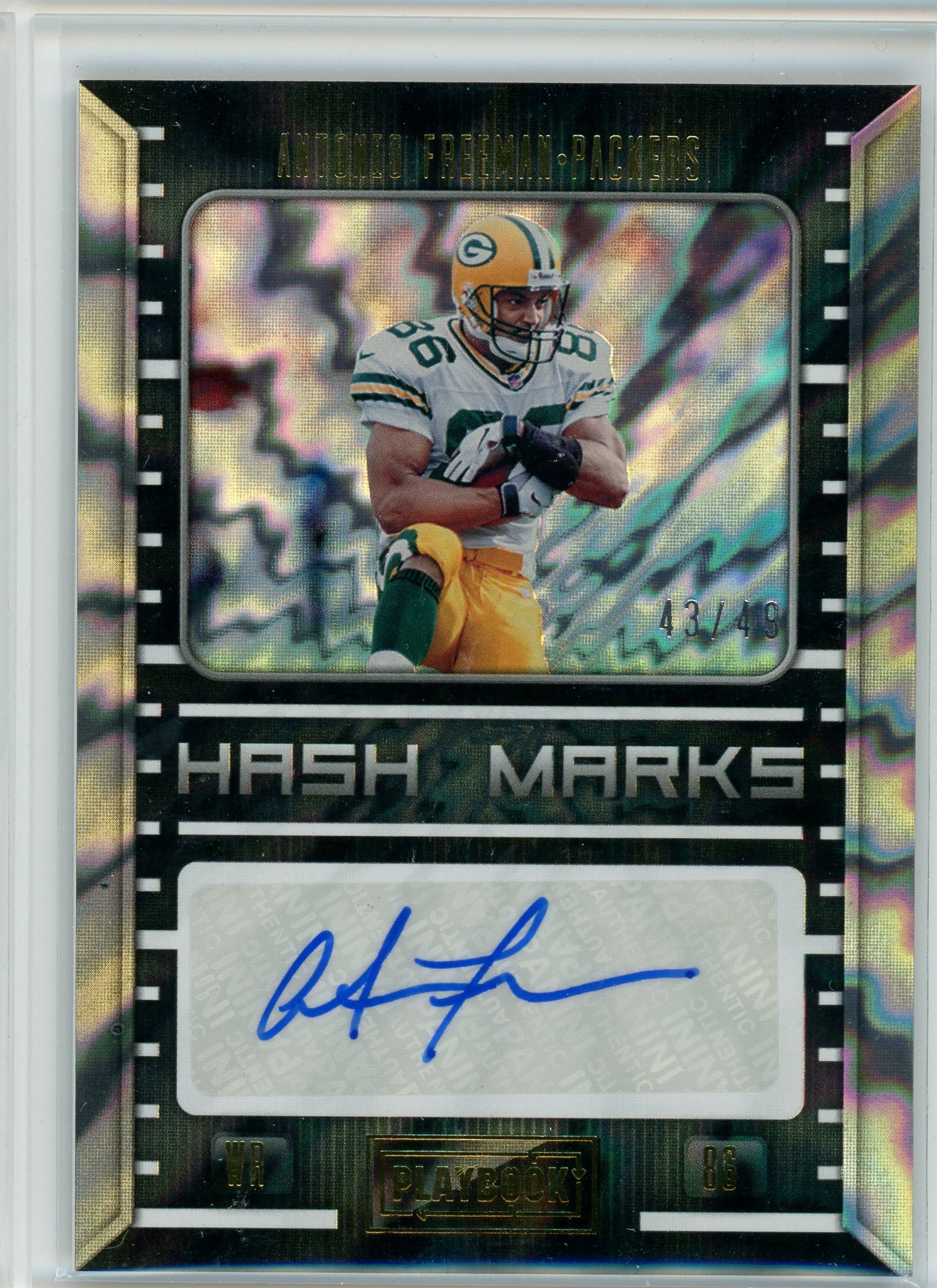 2022 Panini Playbook #HM-AF Antonio Freeman Hash Marks Auto /49