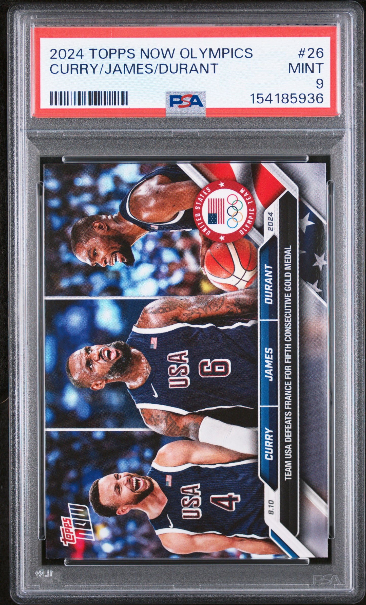 2024 TOPPS NOW OLYMPIC GAMES CURRY/JAMES/DURANT #26 PSA 9