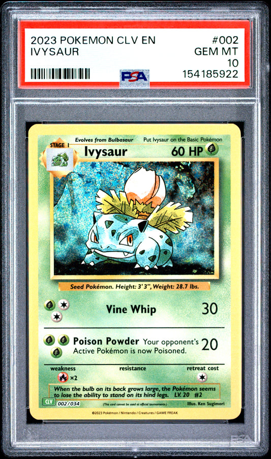 2023 POKEMON CLV-TRADING CARD GAME CLASSIC VENUSAUR & LUGIA ex DECK IVYSAUR #002 PSA 10