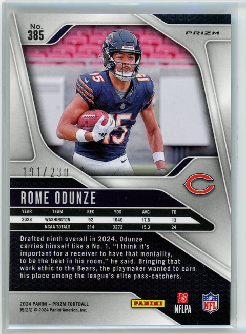 2024 Panini Prizm #380 Rome Odunze Blue Wave Prizm /230