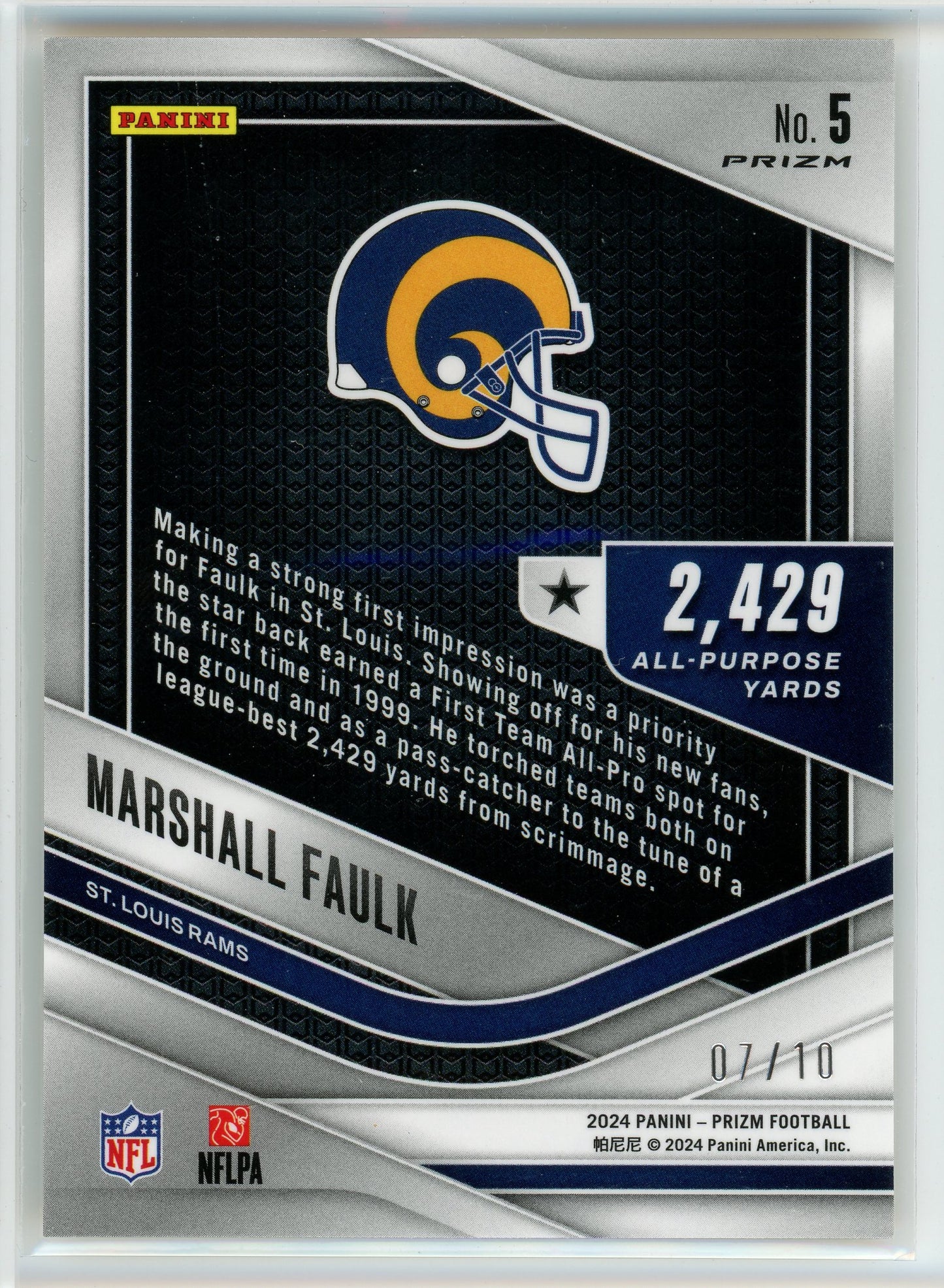 2024 Panini Prizm #5 Marshall Faulk All Purpose Gold /10