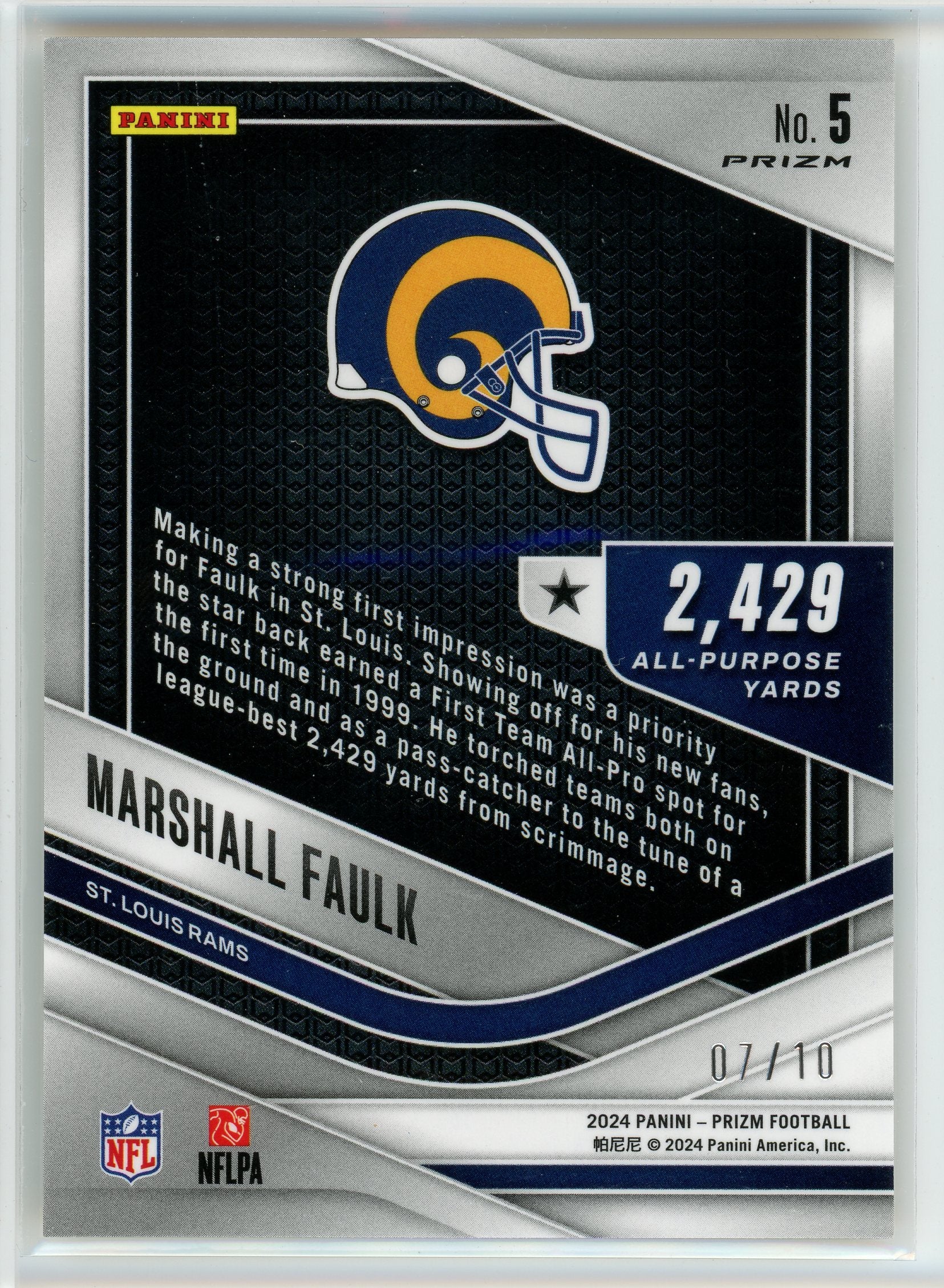 2024 Panini Prizm #5 Marshall Faulk All Purpose Gold /10