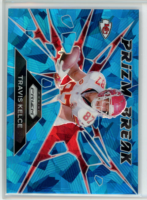 2024 Panini Prizm #1 Travis Kelce Prizm Break Blue Cracked Ice /99