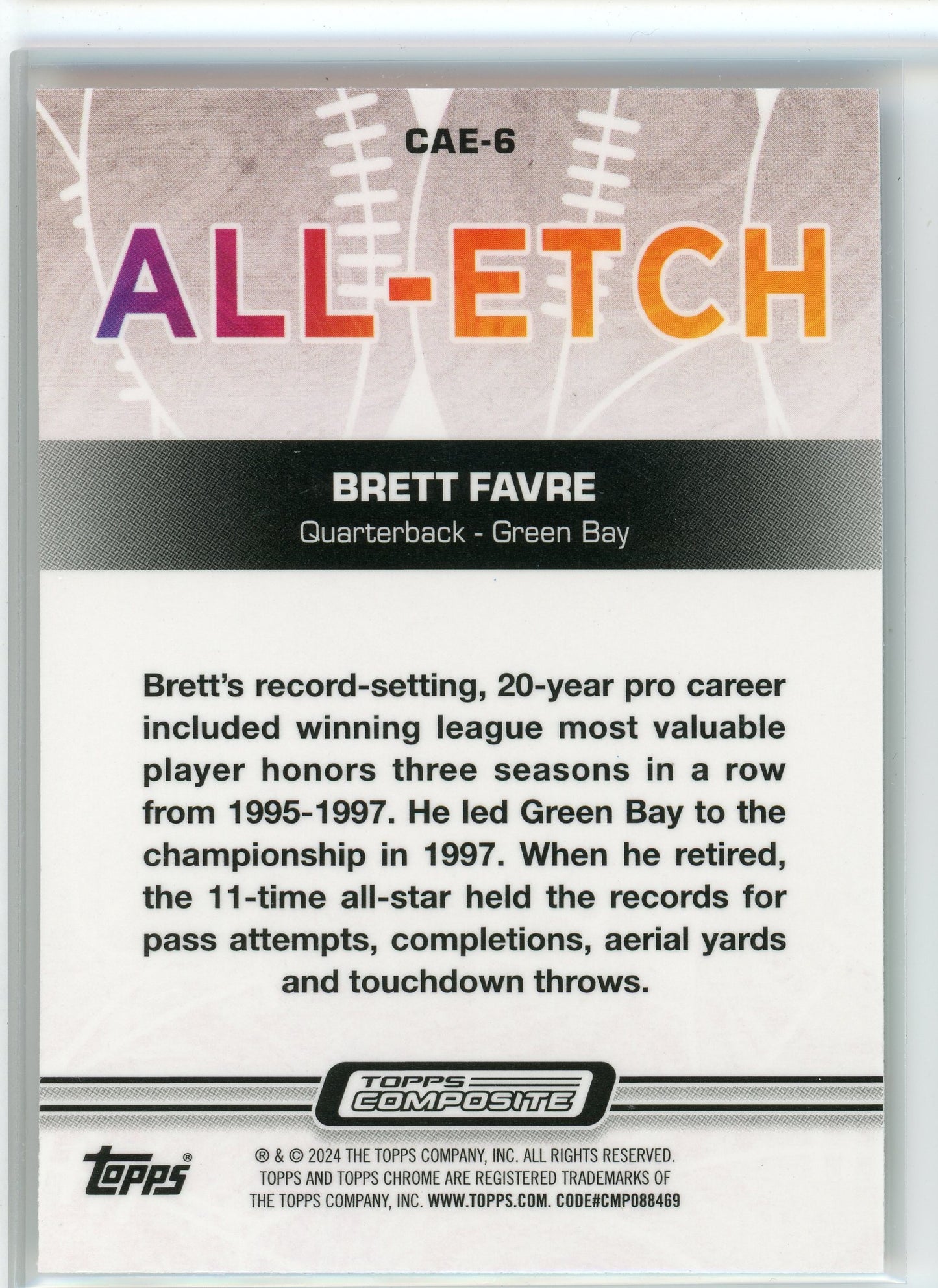 2024 Topps Composite Chrome #CAE-6 Brett Favre All Etch /25