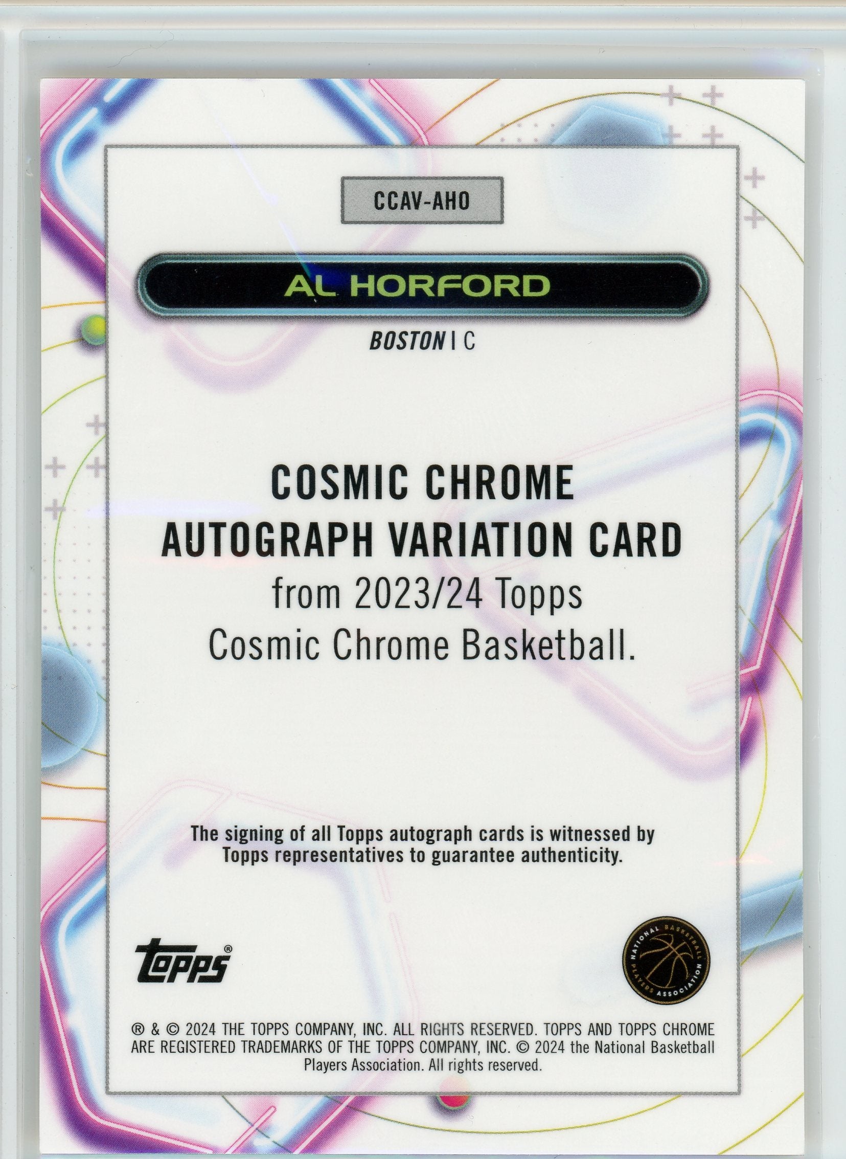 2024 Topps Chrome #CCAV-AHO Al Horford Cosmic Chrome Gold Laser /50