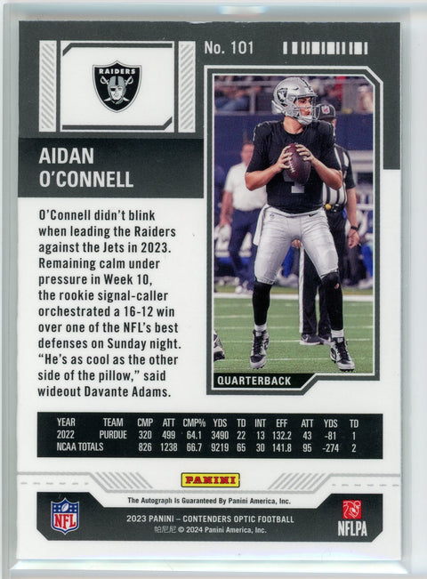 2023 Panini Contenders #101 Aiden O'Connell Rookie Ticket Auto
