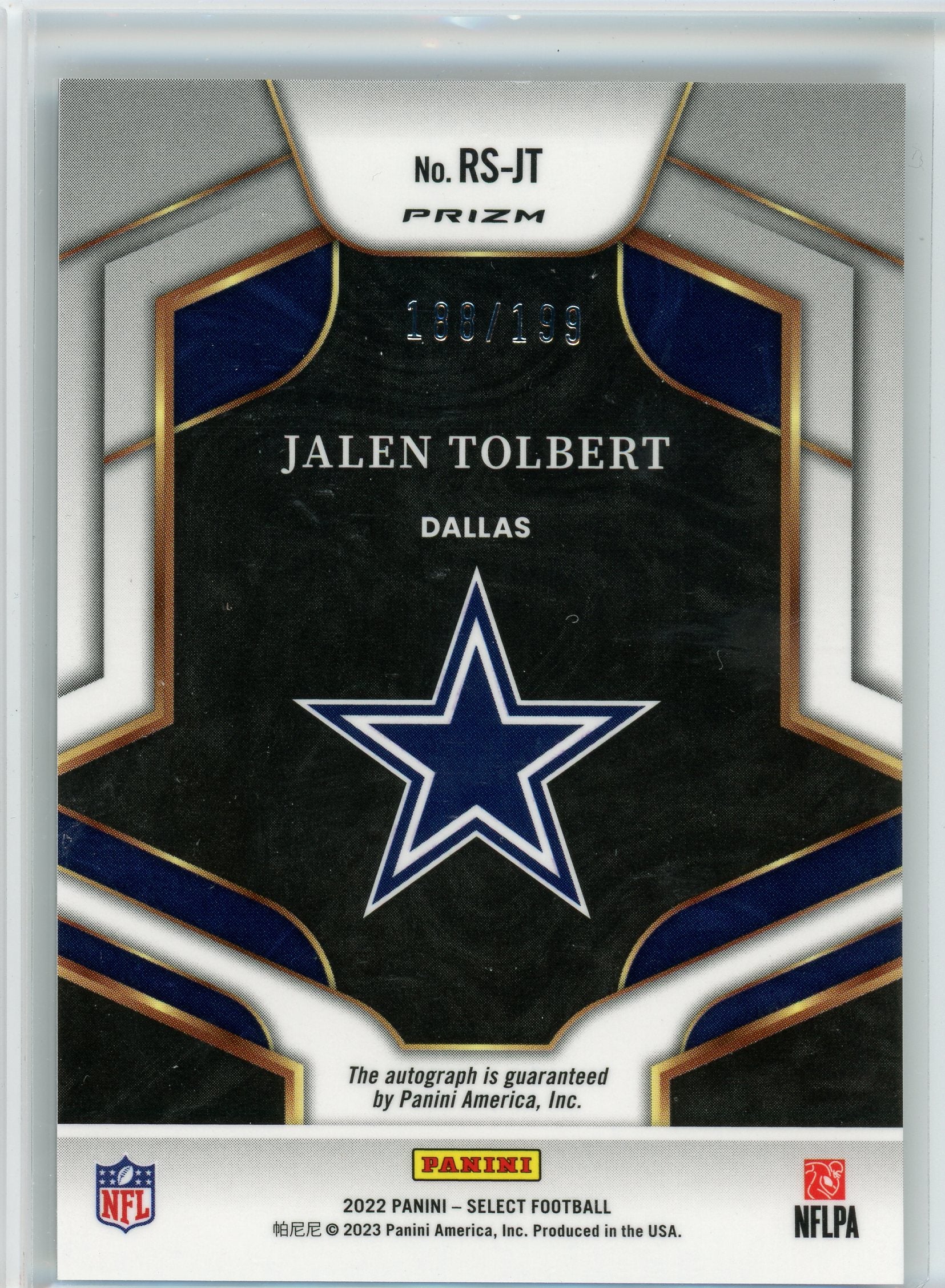 2022 Panini Select #RS-JT Jalen Tolbert Rookie Auto /199