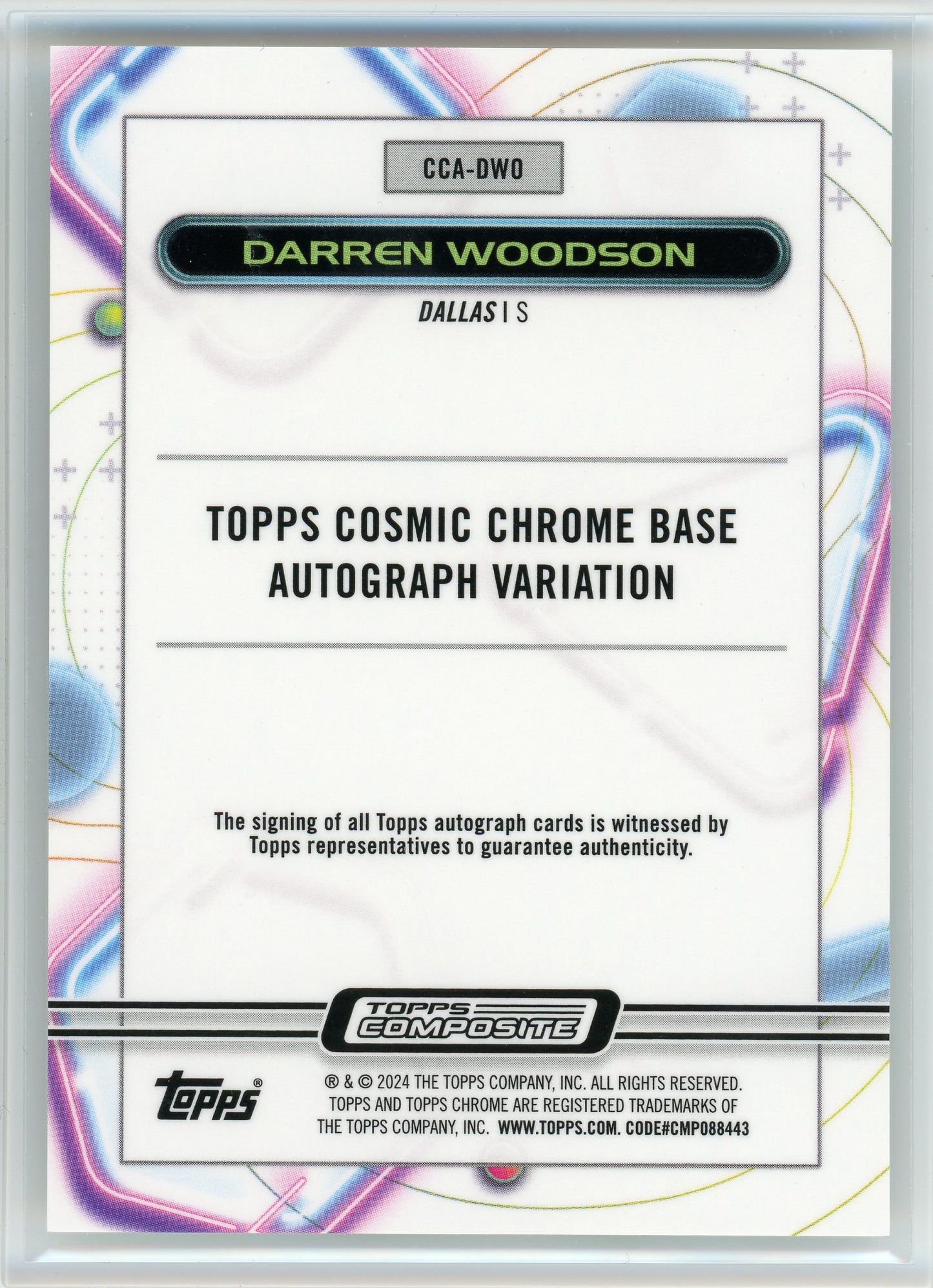 2024 Topps Chrome #CCA-DWO Darren Woodson Cosmic Chrome Autograph Variation